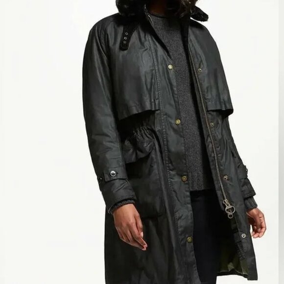 Barbour Heritage Floree Wax Jacket Black US 6 (Flawed)